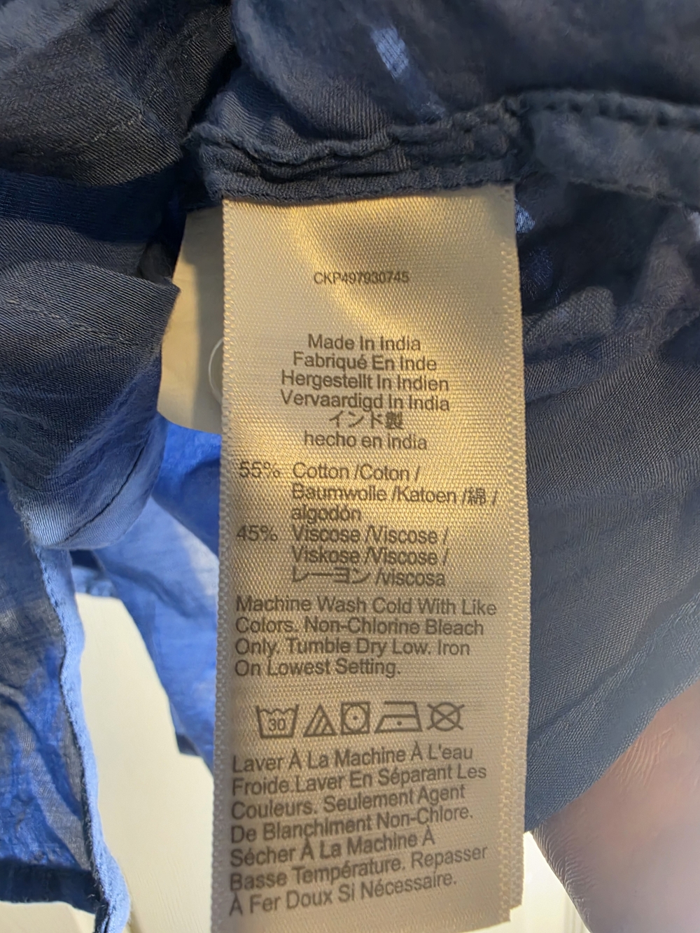 Madewell Shirred Blue Button-Front Blouse - Picture 6 of 7